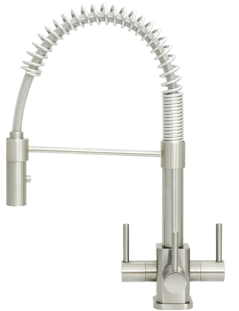 Milano SQ 3 Lever Triflow Filter Tap Brushed Steel Square Body