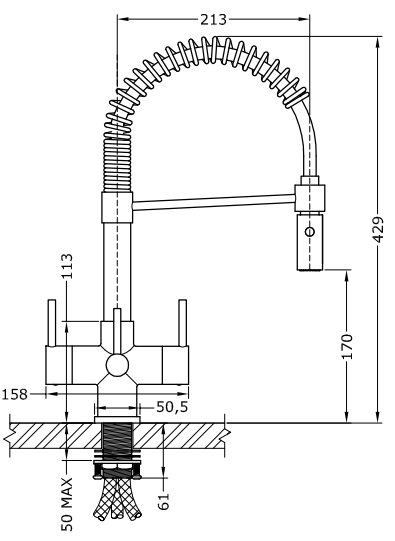 Milano 3 Lever Triflow Filter Tap Tapón de acero cepillado - Filtro de agua Hombres