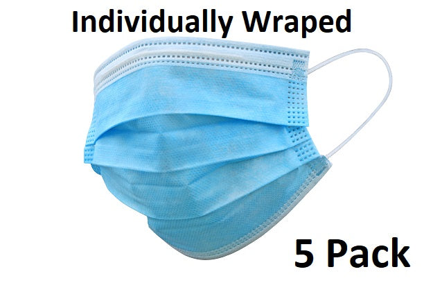 Mascarillas de 3 capas, mascarilla médica de 5 paquetes - Filtro de agua para hombres